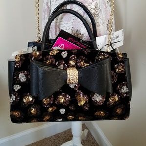 Betsey Johnson 4 in 1 Purse Gold and Black Sequin